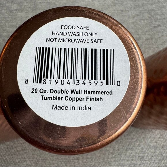 Double Wall Hammered Iced Tea Tumbler Cup Copper Finish Set of 3 20 Oz - Picture 6 of 7